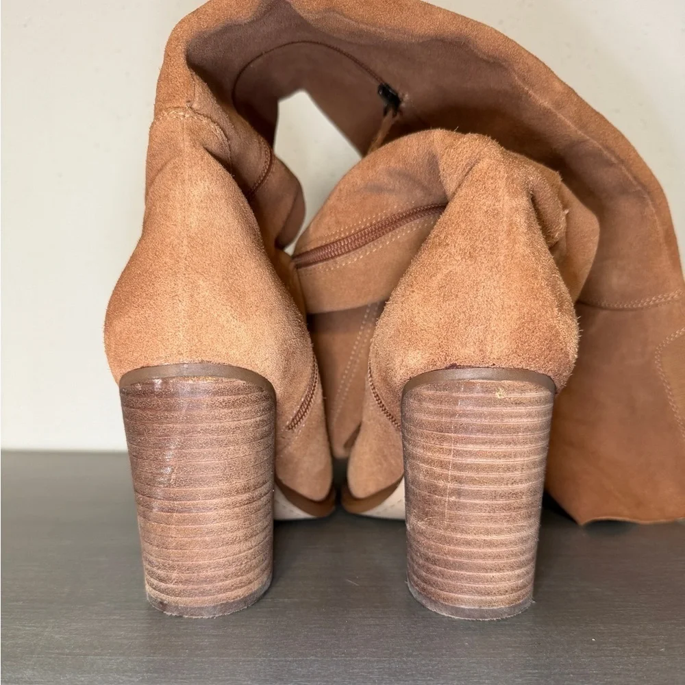 KELSI DAGGER BROOKLYN KDB Logan Camel Over The Knee Boots Suede Leather Size 8